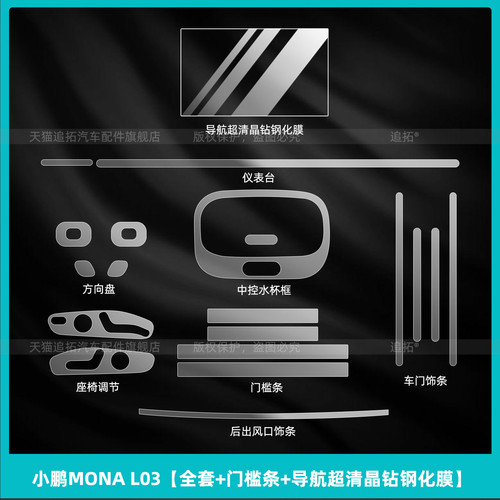 适26款小鹏mona L03中控扶手按键贴膜内饰保护屏幕钢化膜改装配件
