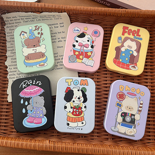 美瞳盒可爱卡通小狗简约日系情侣款 卡通隐形眼镜便携伴侣盒 两副装