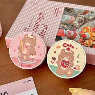 油画蛋糕小熊 可爱ins风卡通甜点熊美瞳盒隐形眼镜伴侣盒护理盒