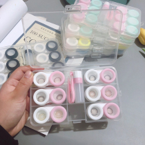 Six pairs & four pairs! Pure color matte sense multiple pairs of large capacity portable beautiful pupil box storage box contact lens companion box