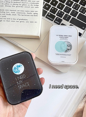 space~登入月球 梦幻星系黑色情侣款个性隐形眼镜盒美瞳盒两副装