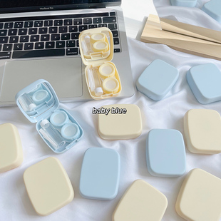 盐系 blue婴儿蓝低饱和盒美瞳盒磨砂简约ins隐形眼镜伴侣盒 baby