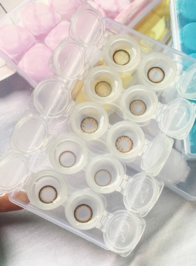 特卖多副装透明美瞳伴侣盒隐形近视眼镜盒五副装按压大容量收纳盒