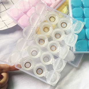 特卖多副装 按压大容量收纳盒 透明美瞳伴侣盒隐形近视眼镜盒五副装