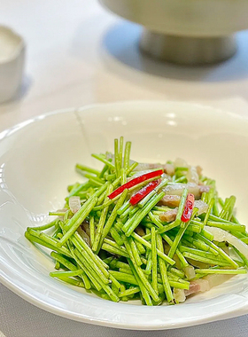 农家乐土菜馆时蔬小炒盘浅盘不规则中式热菜特色纯白陶瓷饭店餐具