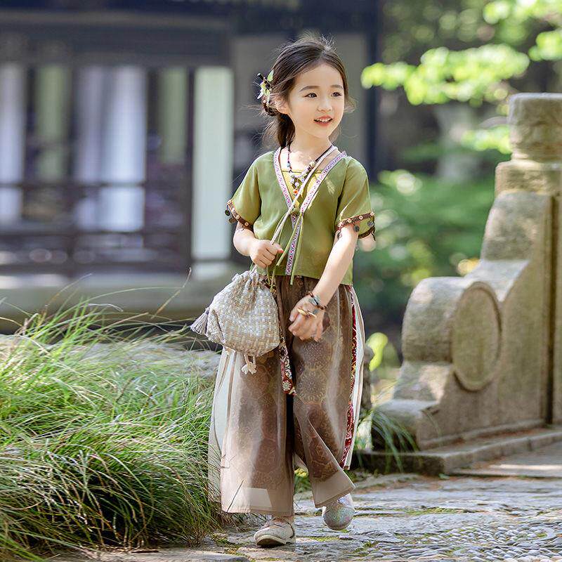 汉服女童套装2025夏季新款国风中式儿童南疆古风三件套洋气夏装潮