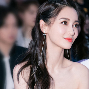 气质超长流苏耳线轻奢气质蝴蝶结锆石银针耳环女显脸瘦网红耳坠