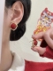 2025年新款 小众设计感红色方形耳环女925银针精致气质新年耳饰