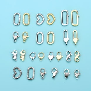 S925纯银弹簧扣项链手链连接扣吊饰扣925配件扣头方形龙虾扣饰品