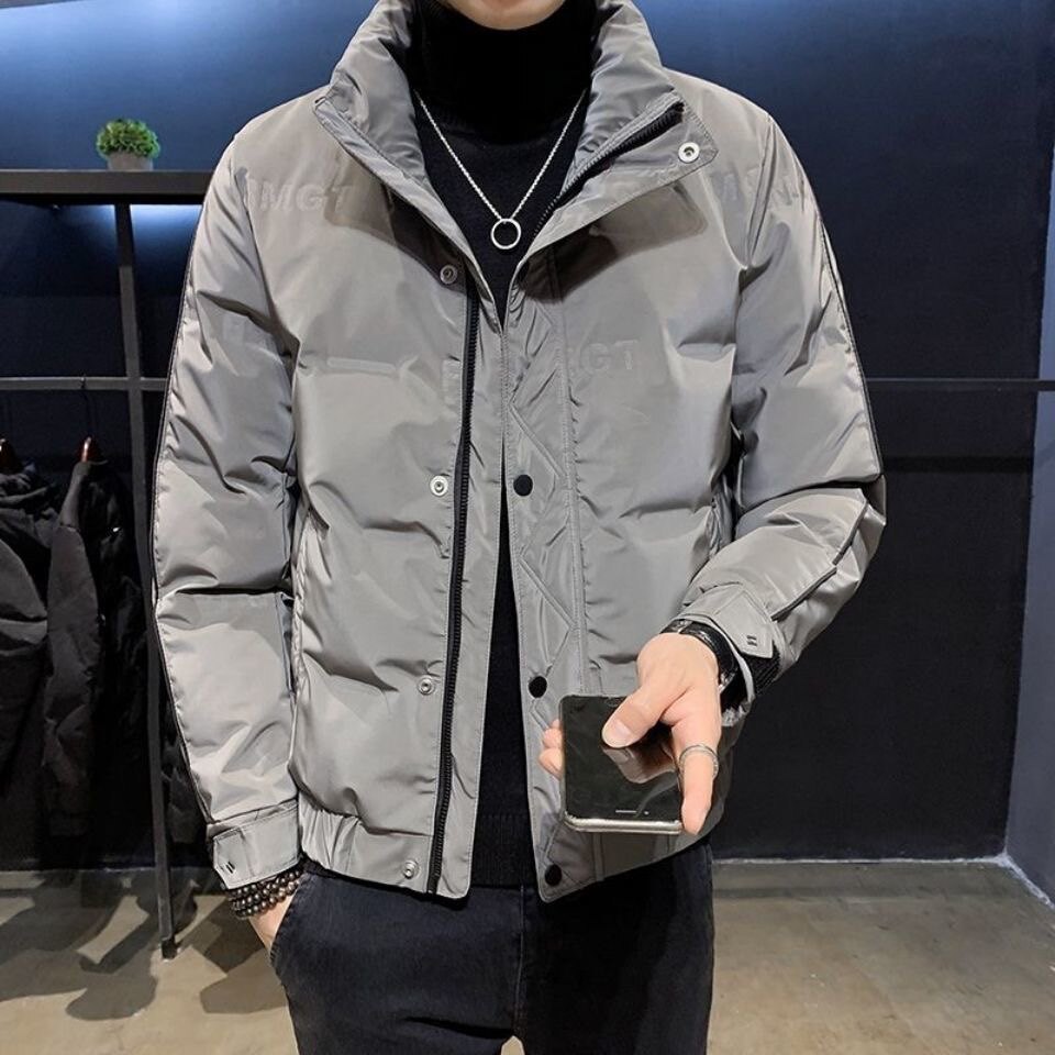 冬季短款轻薄羽绒服男士修身潮流帅气白鸭绒立领羽绒外套新款2022