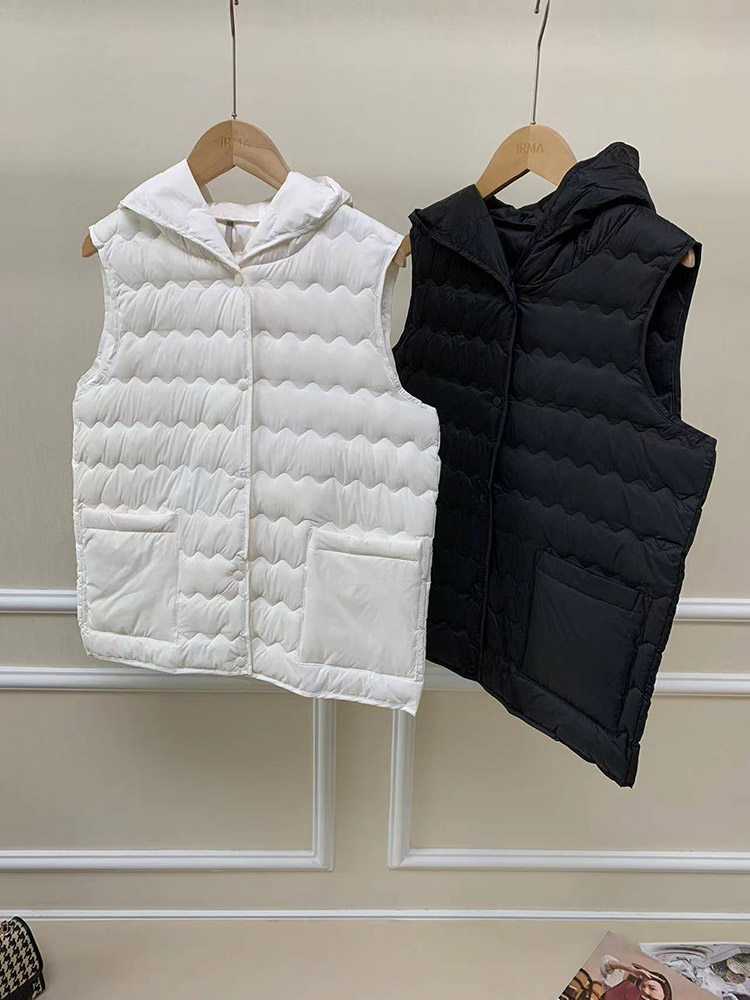 简约羽绒马甲轻薄款90白鸭绒连帽