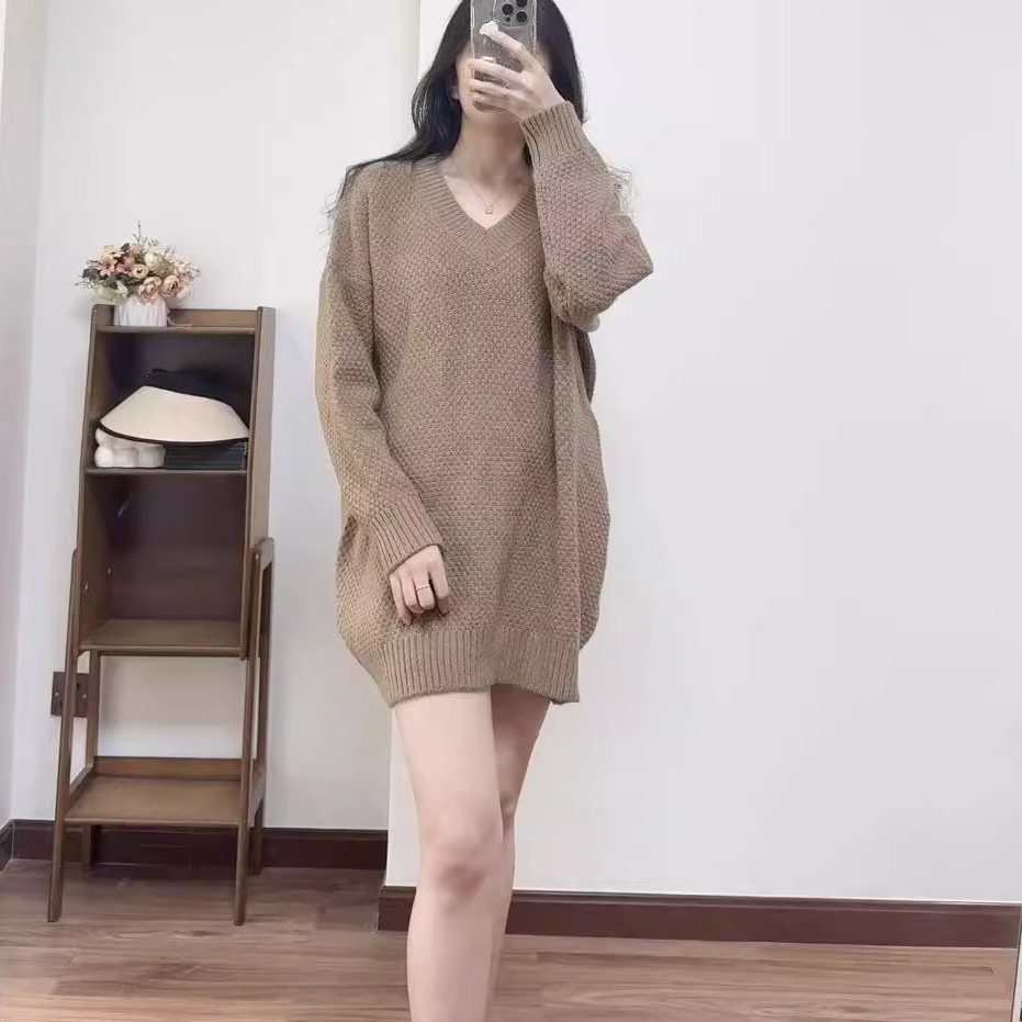 Max羊毛V领宽松慵懒风毛衣