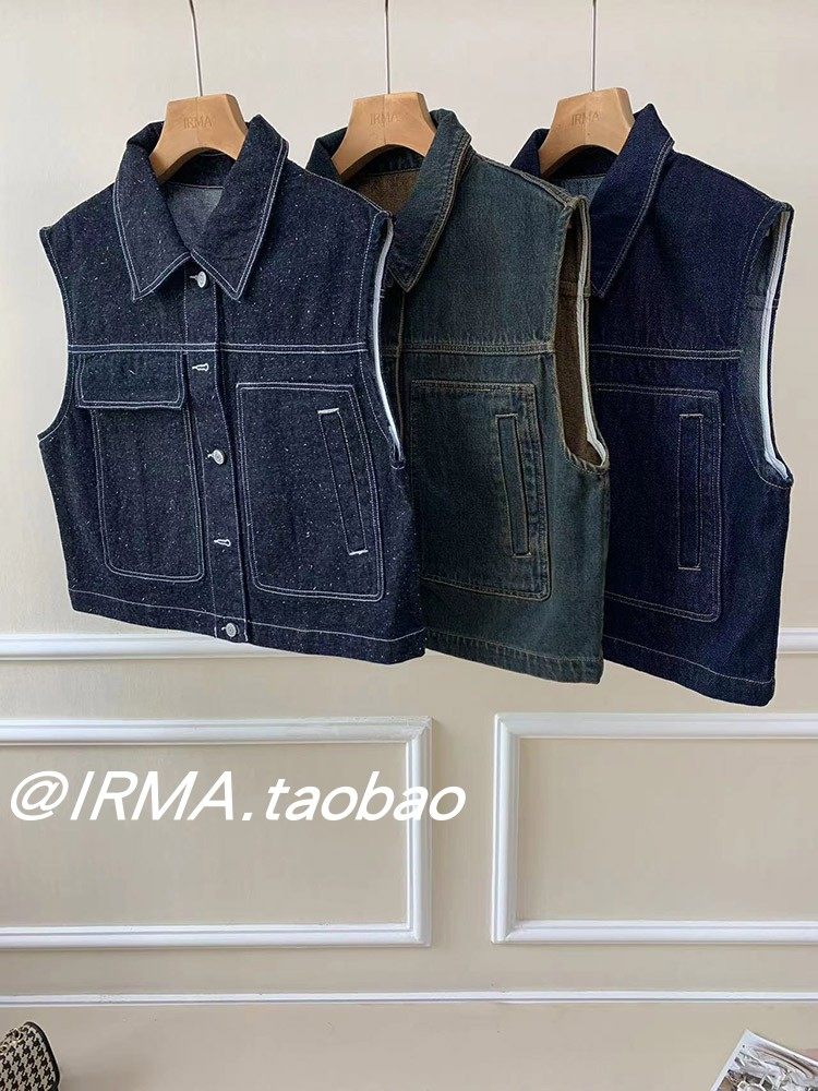 复古港休闲时尚气质翻领无袖坎肩