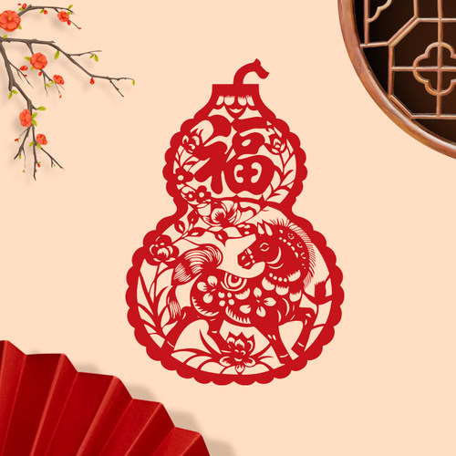 传统窗花春节红色蔚县剪纸作品年画中国特色礼品手工窗花玻璃贴画