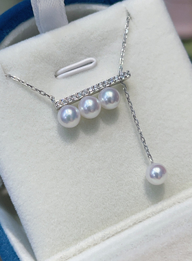 大牌同款925银抽拉平衡木淡水ak项链女气质百搭精选日常通勤配饰