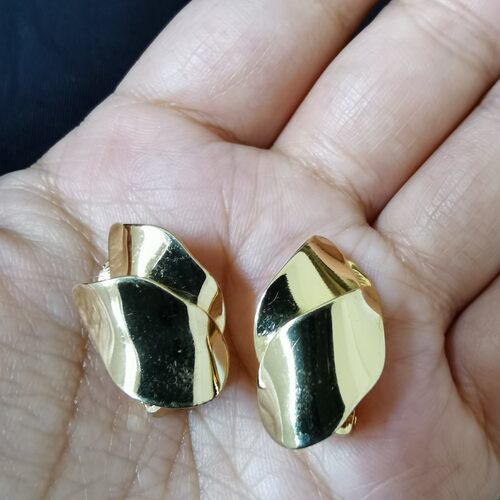 Vintage Grosse 金色双叶片耳夹
