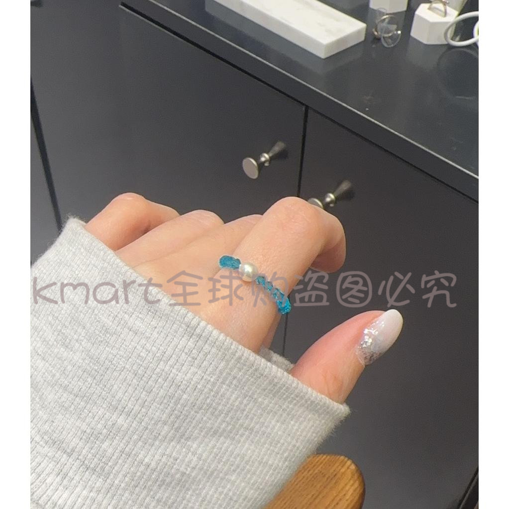 韩国东大门ii jewelry新款孔雀蓝色3mm戒指独特简约24041117 饰品/流行首饰/时尚饰品新 戒指/戒面 原图主图