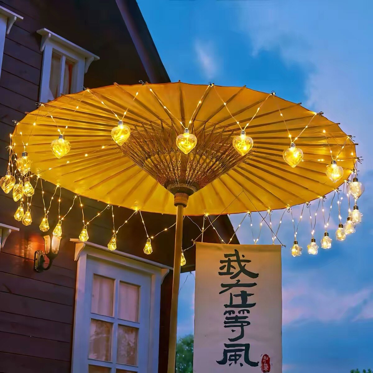 网红爱心水滴小灯泡串灯户外店铺造景挂灯小院拍照布景装饰灯带