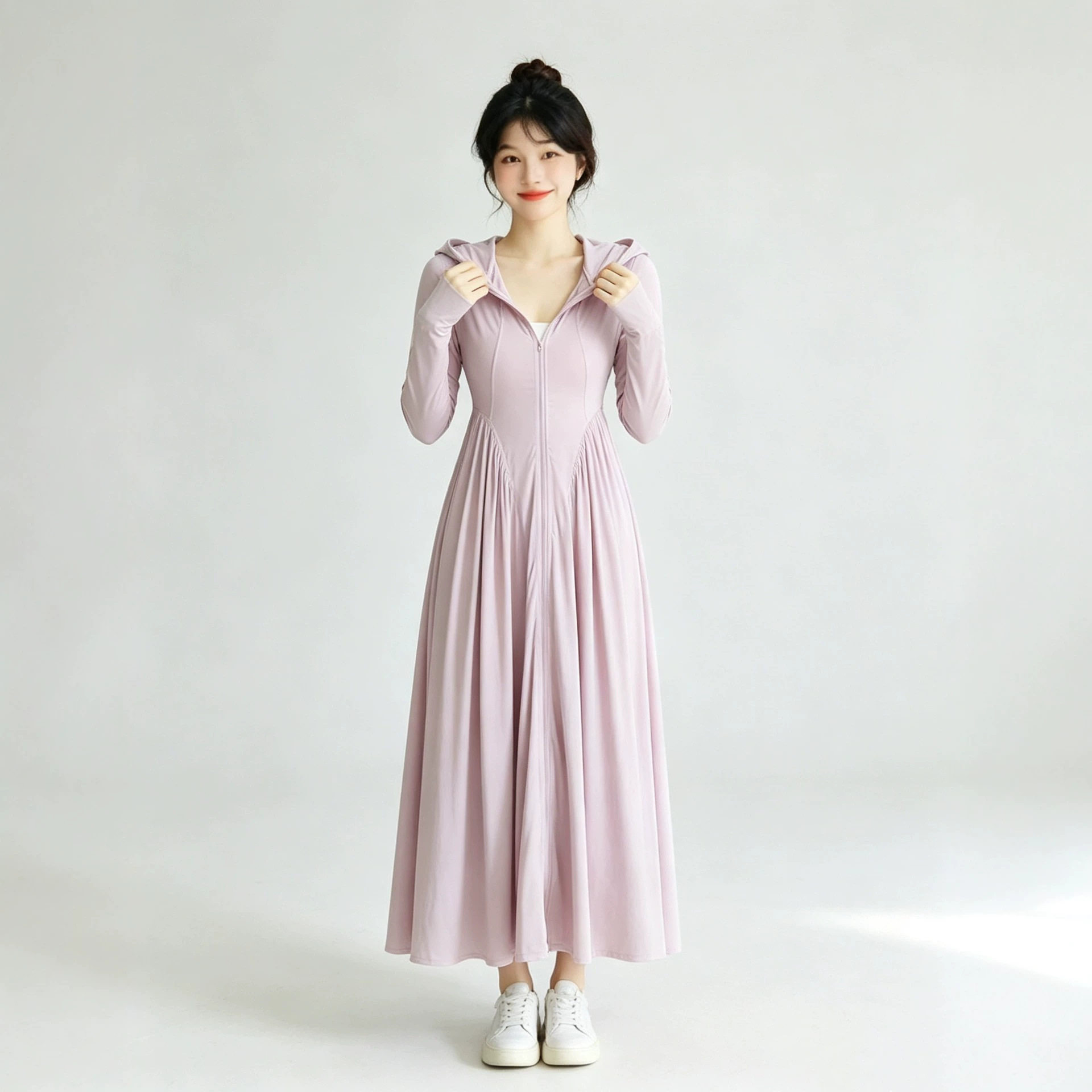 紫色防晒衣女长款全身冰丝防晒服收腰连衣裙夏季2026新款速干开衫