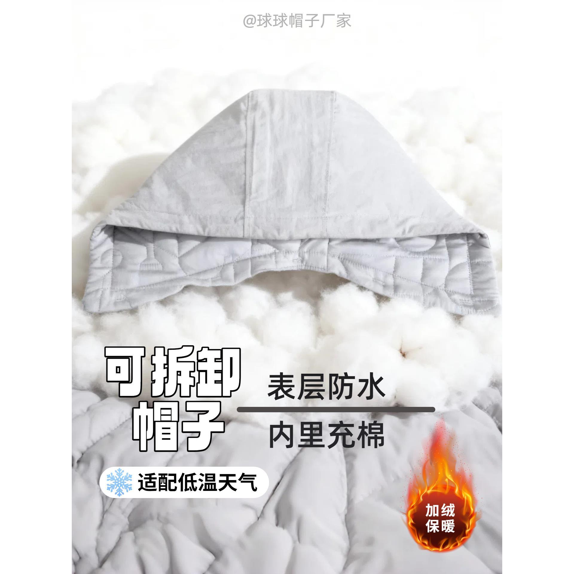 可拆卸帽子绗棉防水冲锋衣棉衣同款防风保暖男女同款羽绒服假领子