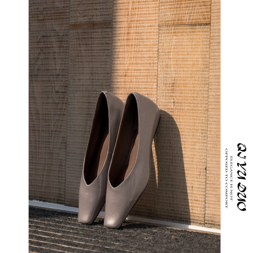 小方头奶奶鞋女真皮软皮通勤单鞋