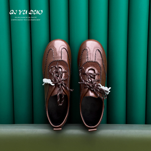 【七与多】牛皮/2cm/内增高真皮德训鞋女2025秋季新款休闲阿甘鞋