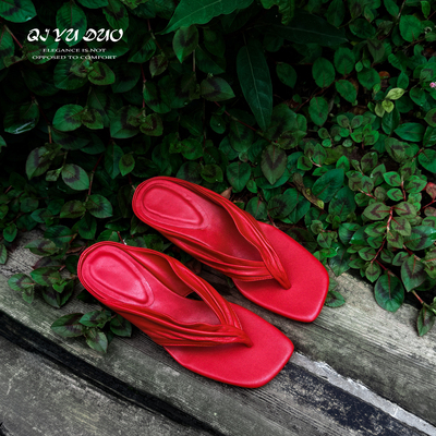 极简夹趾拖鞋女夏外穿高跟人字拖