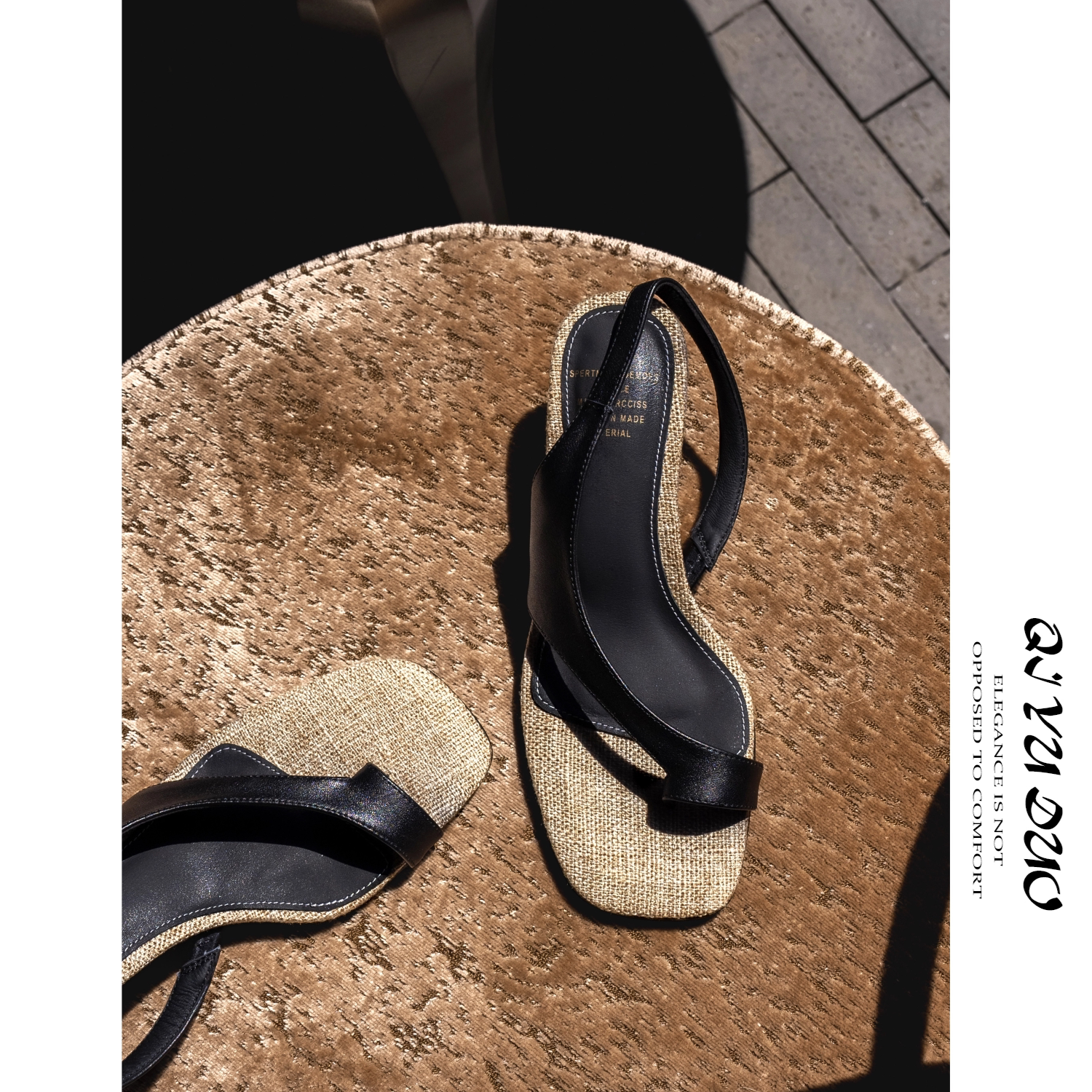 QIYUDUO 度假风真皮方头套趾凉鞋女2026夏季新款夹趾后绊带高跟鞋