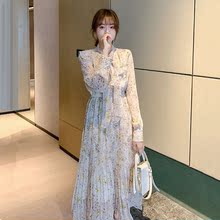 kara 法式 2022秋季 碎花连衣裙雪纺长袖 轻奢女神气质长裙 新款 maje
