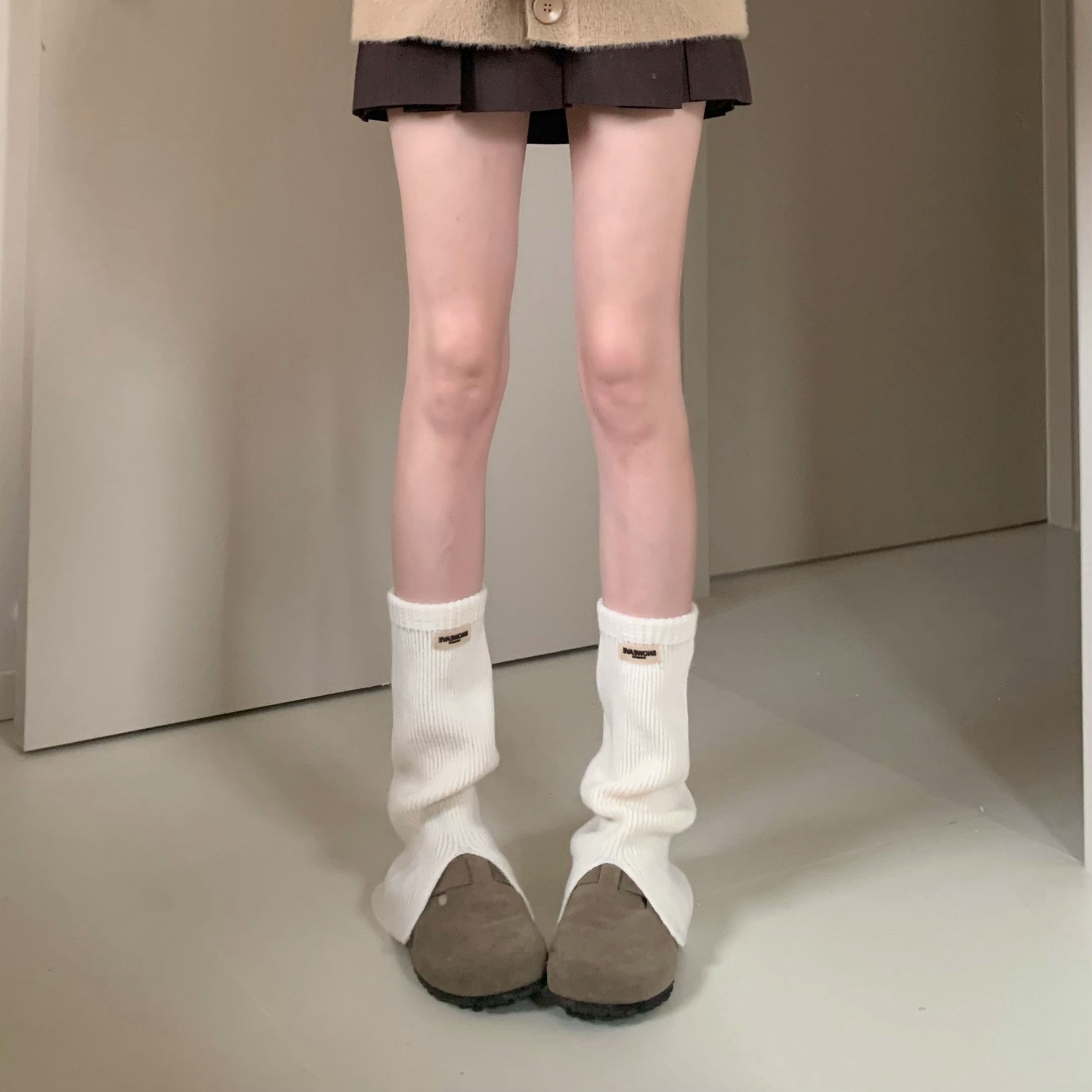 AYTofilms 慵懒羊毛针织字母标袜套秋冬开叉堆堆中筒叠穿保暖腿套,女士内衣/男士内衣/家居服,中筒袜,淘宝优惠券,粉丝福利购,淘宝优惠卷