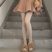 AYTofilms复古miu系波点连裤 袜少女薄棉咖色美拉德显瘦简约打底袜