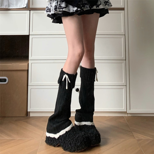 AYTofilms秋冬miu系蝴蝶结袜套女
