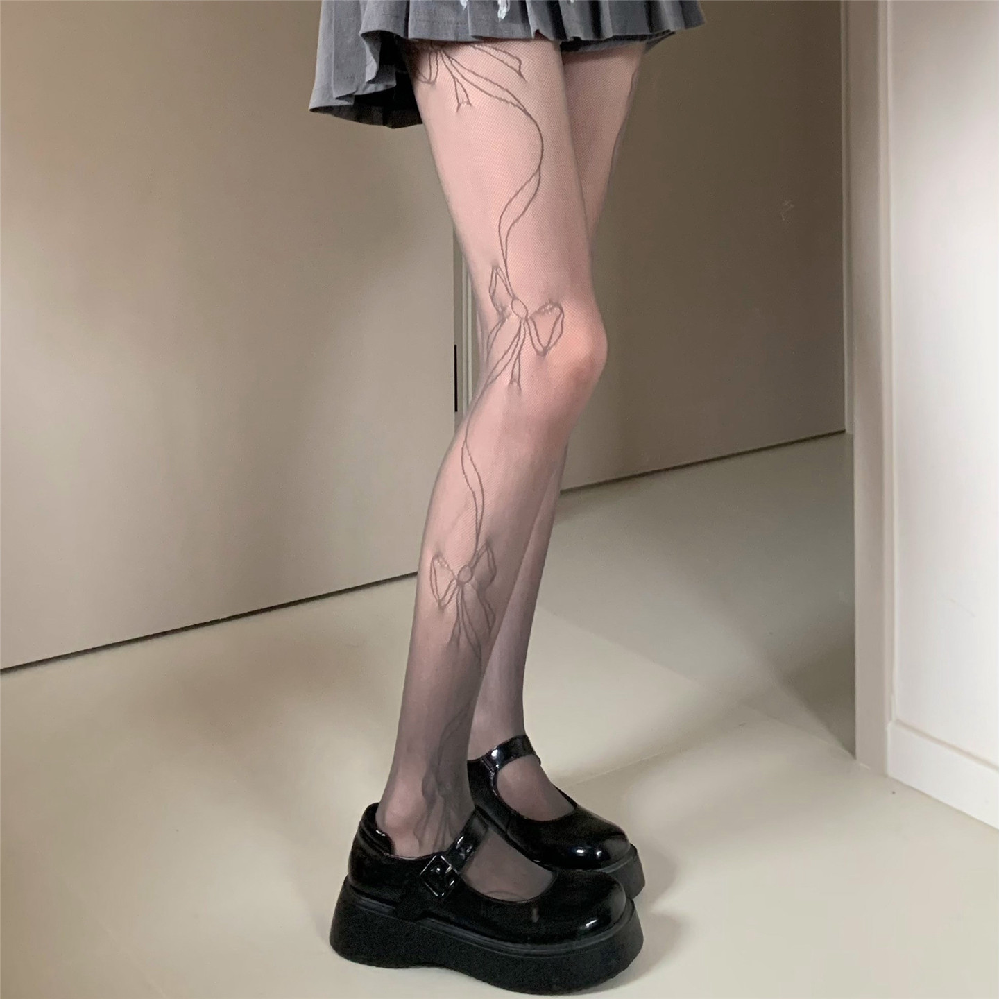 AYTofilms辣妹立体侧蝴蝶结网袜