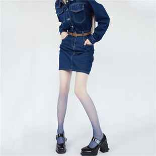 个性 films 彩色丝袜春夏超薄蓝色渐变袜辣妹美腿袜