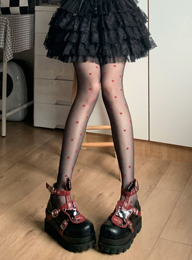 AY To films 红色小爱心性感黑丝美腿显瘦黑色丝袜火辣超薄连裤袜