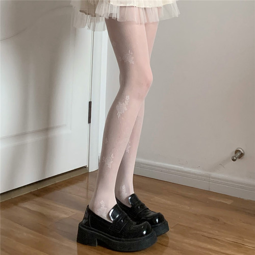 洛丽塔少女提花遮瑕美腿丝袜