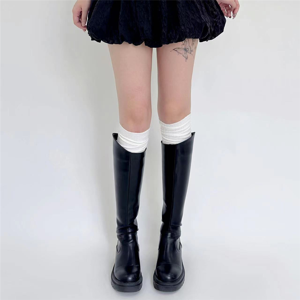 高筒棉质粗条ins风过膝袜长靴袜