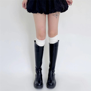 films博主ins叠穿长靴袜粗条长筒堆堆袜过膝竖条高筒大腿袜