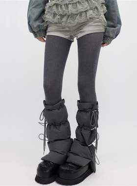 AY To films 秋冬加厚羽绒袜套三段抽绳防滑绑带保暖防风防寒腿套