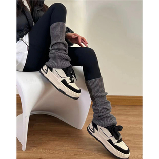 瑜伽雪地靴秋冬保暖叠穿灰色显瘦袜套奶白色堆堆腿套 films