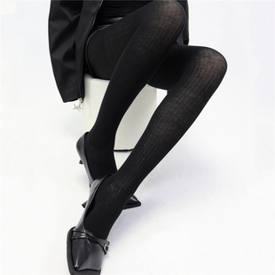 袜 黑色显瘦打底袜薄棉半透宽条miu系简约分趾连裤 ofilms走秀款