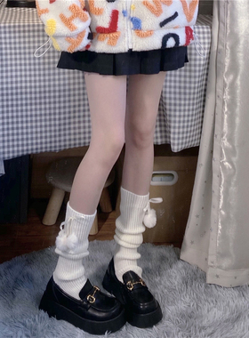 AY To films 纯欲风毛球针织袜套可爱学院少女小腿套甜妹堆堆袜子