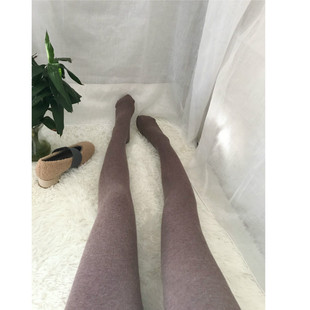 袜 秋冬棉细竖条纹连裤 films 奶咖色燕麦白打底袜美腿袜