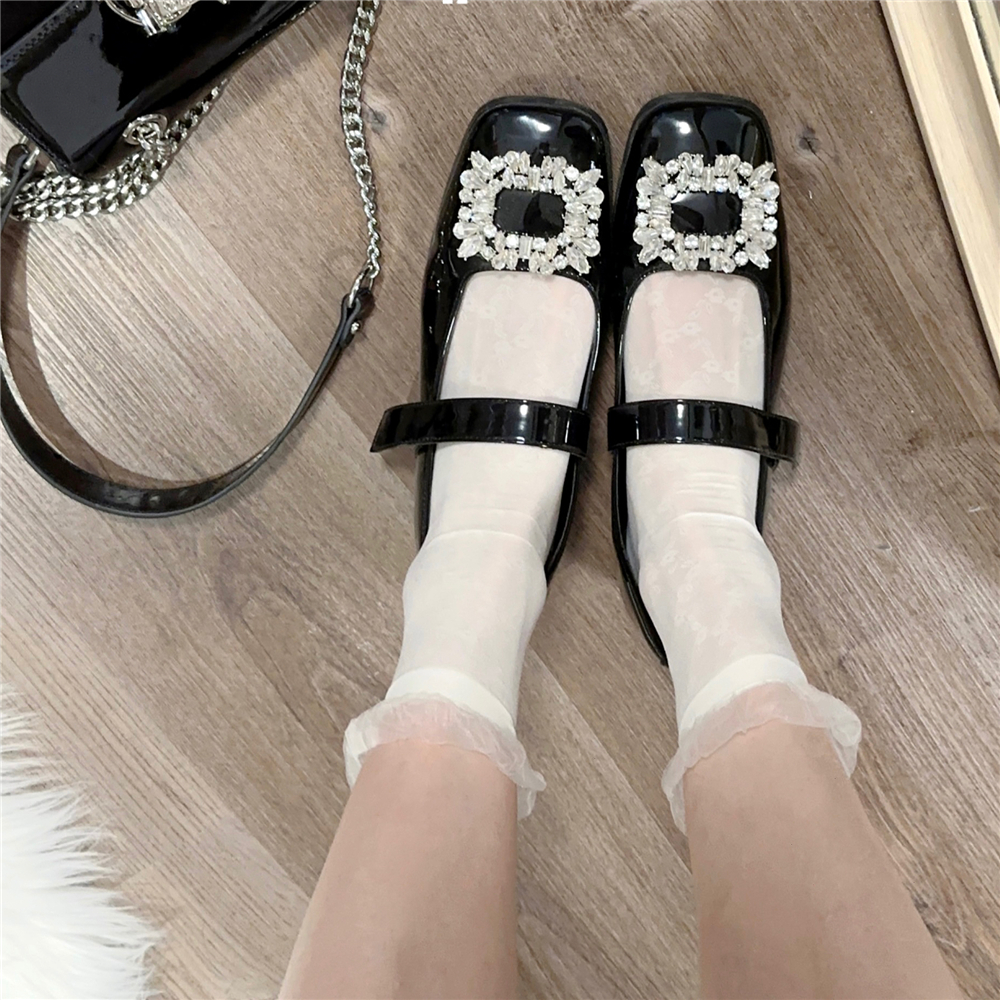 暗花透明短袜少女蕾丝花边堆堆袜