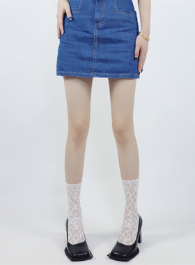 AY To films 蕾丝网纱堆堆袜日系白色小腿袜镂空超薄洛丽塔短袜女