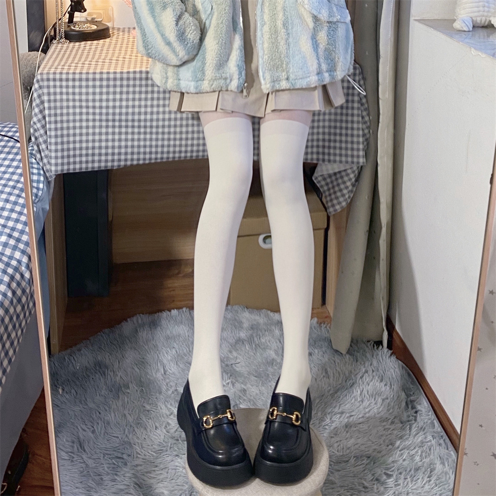 JK假大腿拼接纯欲奶白丝袜