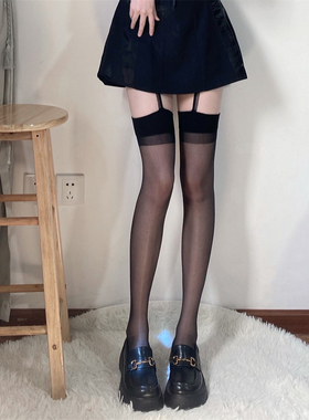 AY To films 蕾丝吊带一体式性感黑色吊带袜辣妹开档黑丝超薄丝袜