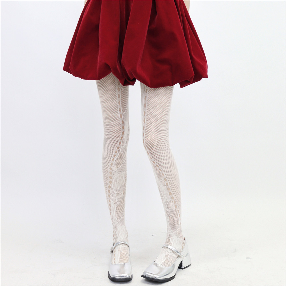 ay to films 涩谷渔网袜设计感复古性感辣妹雕花玫瑰显瘦镂空网袜