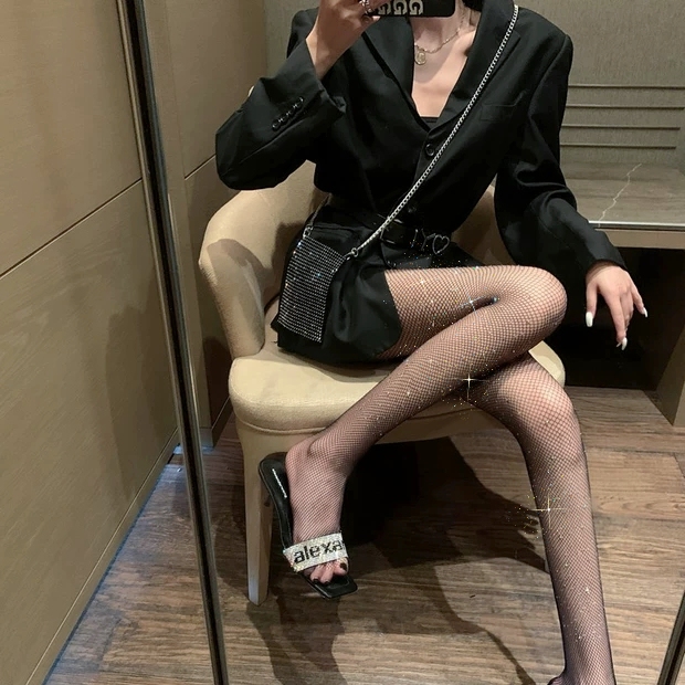 连裤袜辣妹蹦迪blingbling丝带