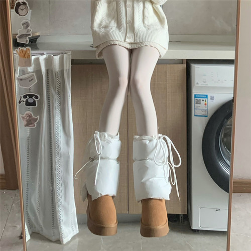 保暖女羽绒绵抽绳绑带腿套